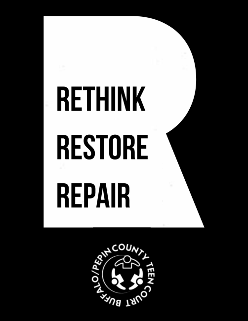 A poster that says Rethink, Restore, and Repair