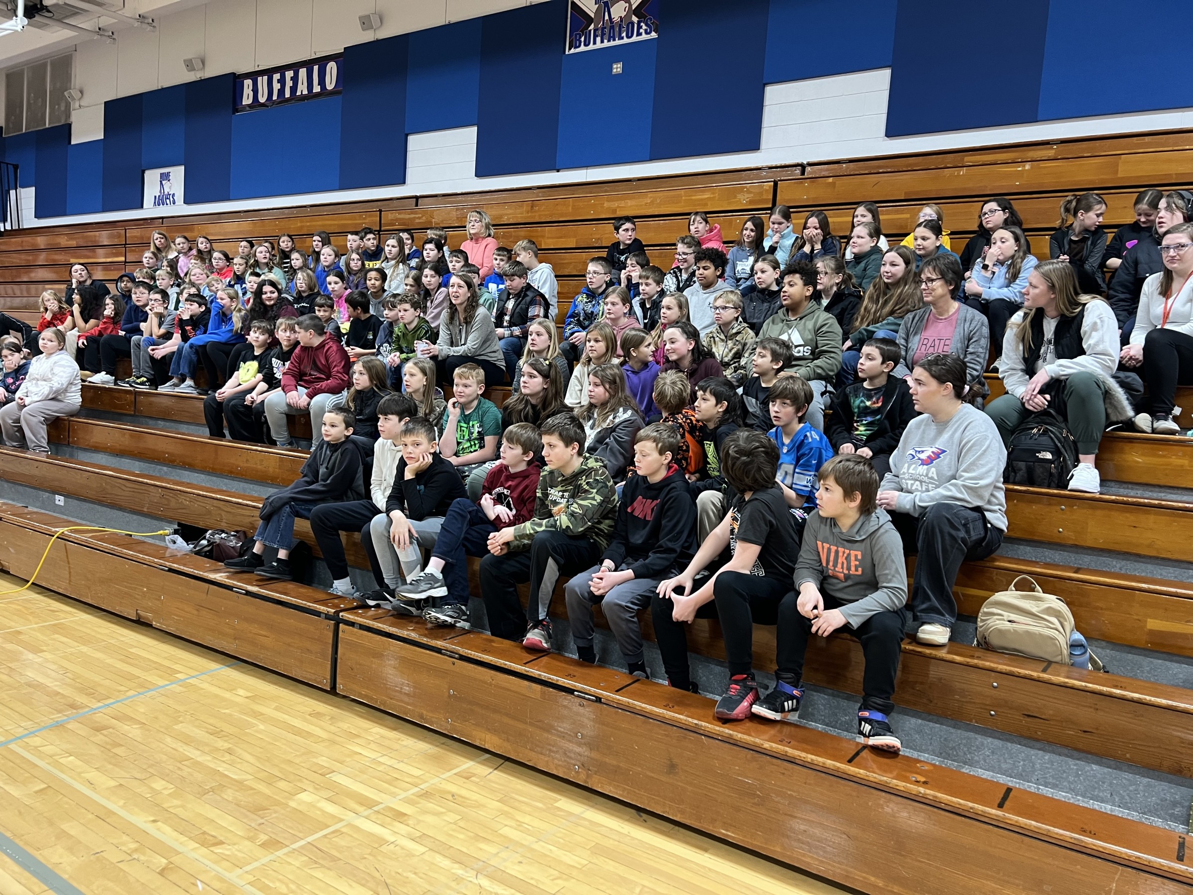 Group of students on bleachers