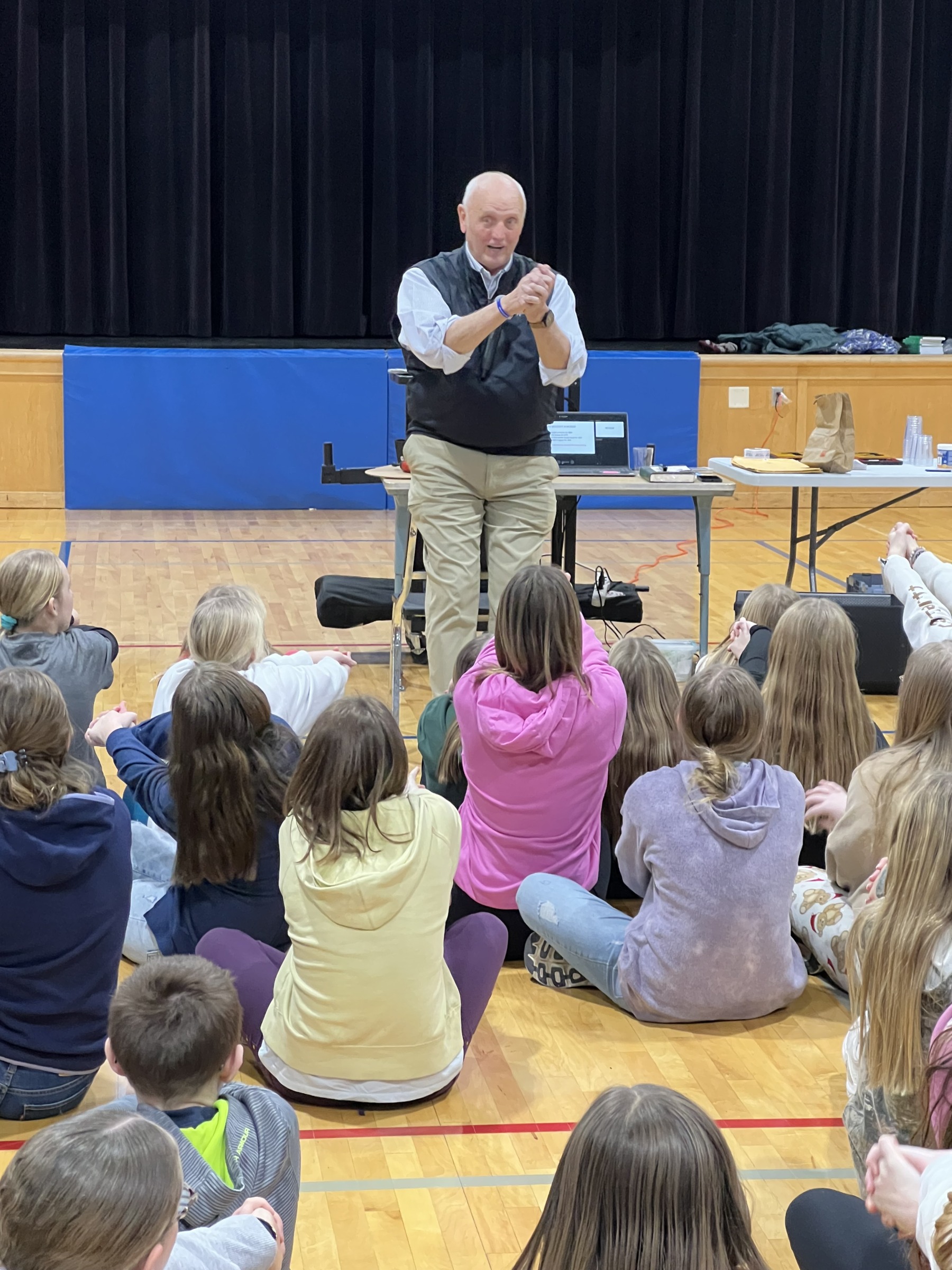 Carl with students