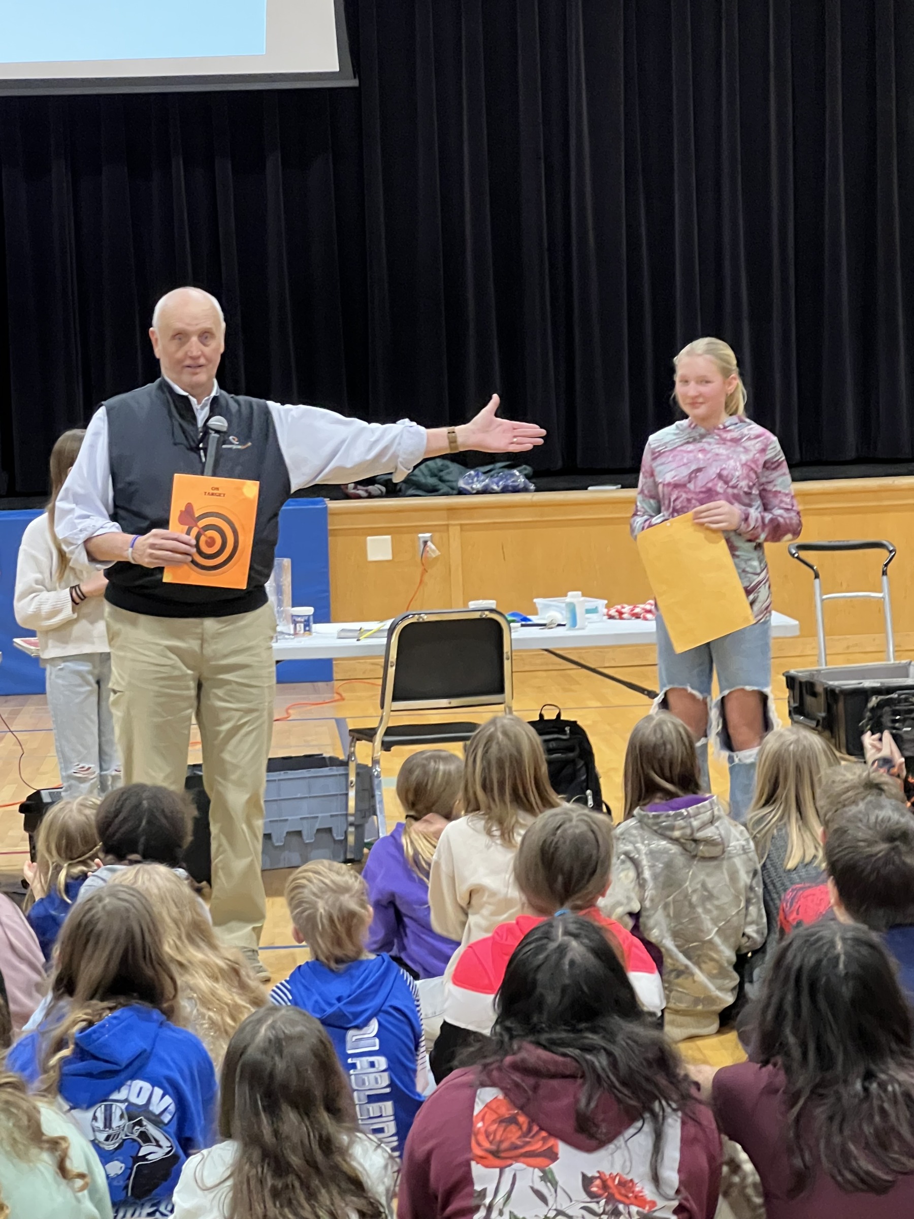 Carl with students