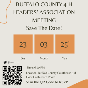 Buffalo County 4-H Leaders’ Association Meeting – Save The Date!