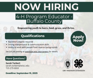 Now Hiring: 4-H Program Educator – Buffalo County