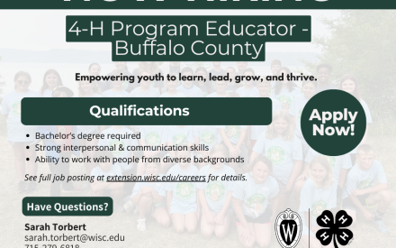 Now Hiring: 4-H Program Educator – Buffalo County