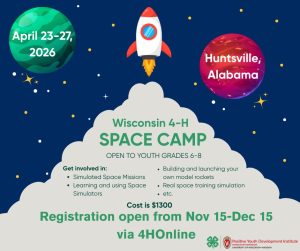 Wisconsin 4-H Space Camp 2026