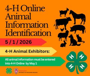 May 1st – Animal Information Entered in  4-H Online