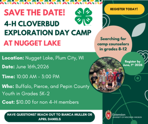 Register Today! 4-H Cloverbud Exploration Day Camp