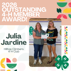 Julia Jardine is the 2026 Outstanding 4-H Member